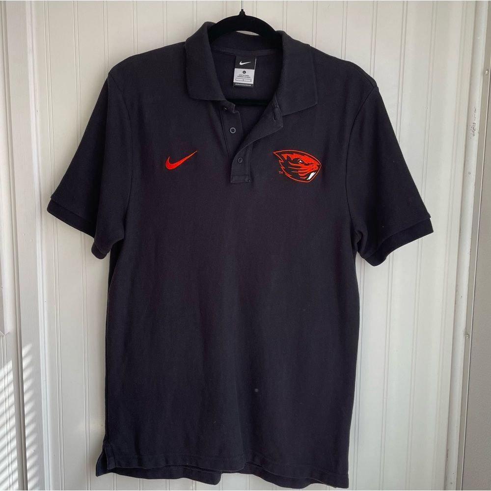 Nike Men’s Oregon State Beavers 100% Cotton Polo Black Swoosh Beaver Head Size L
